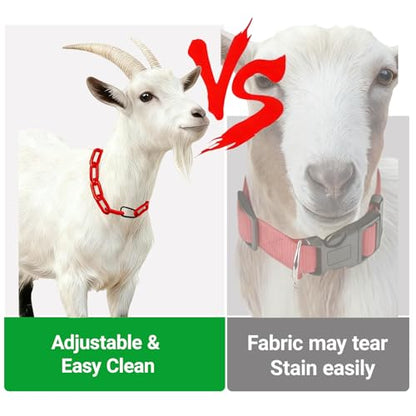 10FT Breakaway Livestock Goat Collars - Customizable into 6 Individual Adjustable Safety Collars, Plastic Chain with Quick-Release Links for Goats, Sheep, Alpacas (Red)