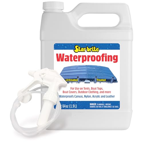 STAR BRITE Waterproofing Spray, Waterproofer + Stain Repellent + UV Protection for Boat Covers, Car Covers, Bimini Tops, Tents, Jackets, Backpacks, Boots, Awnings, Patio Covers & More - color: 64 Oz