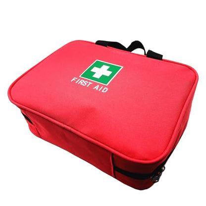 Red First Aid Bag Empty Travel Rescue Pouch Medical Bags First Responder Storage Compact Survival Medicine Emergency Bag for Car Home Office Kitchen Sporting Outdoor (Zipper MHS)