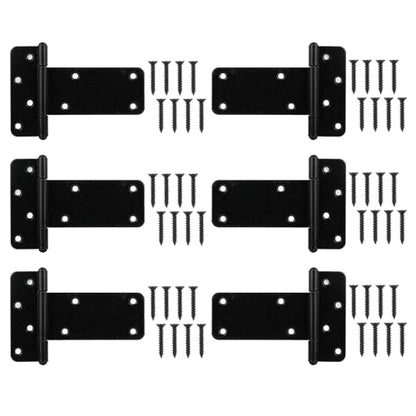 5 in T-Strap Shed Door Hinges 260 Lbs Capacity,6 Pack Heavy Duty Gate Hinge - color: Black, size: 5 in -6 pcs