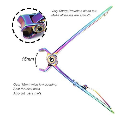 Ultra Wide Jaw Opening Nail Clippers Set, Toenail Clippers for Thick Nails, Heavy Duty Nail Cutter, Stainless Steel Toe Nail Clippers for Seniors, Men & Women Manicure,Pedicure,Big(Prismatic) - color: Prismatic