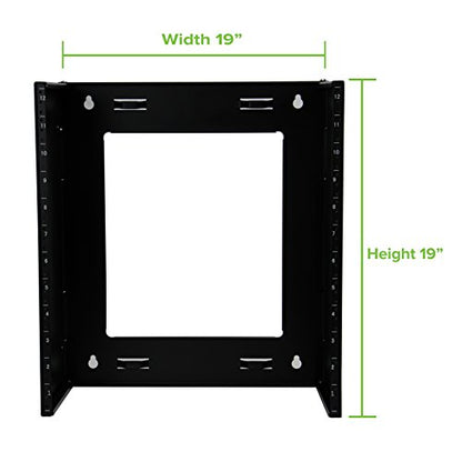 NavePoint 12U Patch Panel Bracket Wall Mount Patch Panel Rack for 19” Networking Equipment – Expandable Mounting Depth 9.5” to 15.5” 4U IT Rack 40lbs Weight Capacity Pre-Assembled - size: 12U