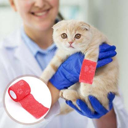 Geiserailie 6 Rolls No Chew Bandage for Dogs Self-Adhesive Bitter Bandage Wrap Non-Woven Pet Wrap for Dog Horse Wound Card