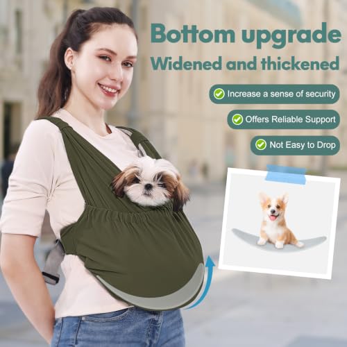 Supet Dog Sling Carrier for Small Pet, Adjustable Hands Free Front Backpack - color: Green, size: Regular