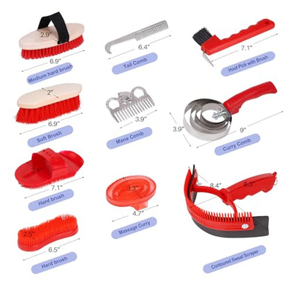 Horse Grooming Kit, 10pcs Horse Brushes & Cleaning Tool Set