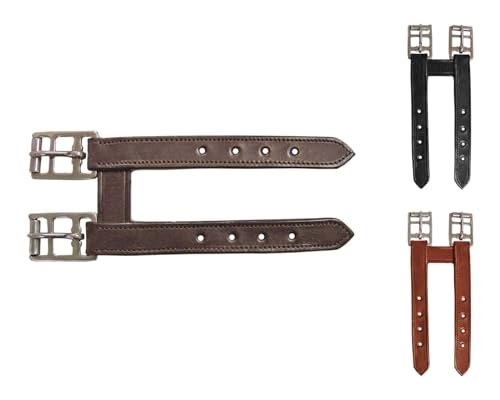 English Leather Elastic Girth Extender with Stainless Steel Roller Buckles and Double Layer Elastic. 1 Year Warranty. - color: Chestnut