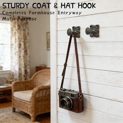 Heavy Duty Cast Iron Railroad Spike Wall Coat Hooks 2Pcs Rustic Farmhouse Hooks for Hanging Towels Hats Bags & Keys | Industrial Decorative Hooks for Entryway Bathroom Bedroom