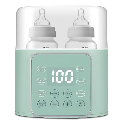 Baby Bottle Warmer 9-in-1 Multifuntion Breast Milk Warmer, Fast Baby Food Heater and Defrost Warmer with Timer for Twins, LCD Display Accurate Temperature Adjustment, 24H Constant Mode-Green - color: Light Green