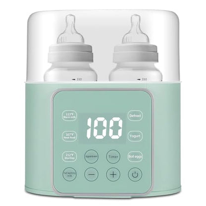 Baby Bottle Warmer 9-in-1 Multifuntion Breast Milk Warmer, Fast Baby Food Heater and Defrost Warmer with Timer for Twins, LCD Display Accurate Temperature Adjustment, 24H Constant Mode-Green - color: Light Green