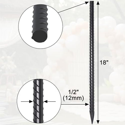 Rebar Stakes 18 Inch Heavy Duty 1/2 Inch Dia Steel Ground Anchors 16 Pack - size: 18"-Φ1/2"-16pcs