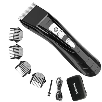 HAUSBELL Hair Clippers Cordless - Powerful Quiet Trimmer for Kids & Family | Powerful motor cuts all hair. Pre-installed blade – charge 2H, press ON. IPX7 washable. 4H battery. For kids, adults, pets
