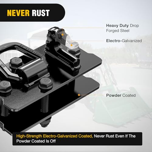 Nilight Tractor Bucket Grab Hook with Tie-Down Ring & Back Plate - color: Black, size: Hooks w/ Ring