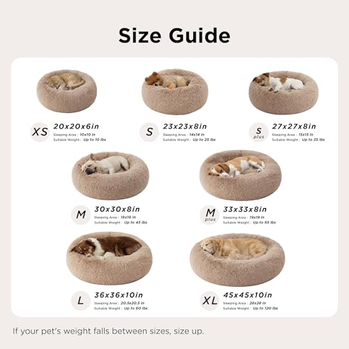 Bedsure Calming Cat Beds Donut Round Washable Kitten Bed,20 inches Black | Fluffy Faux Fur Cuddler,Anti-Slip Bottom,Anti-Anxiety,Deep Sleeping for Cats&Small Pets Up to 15 Lbs - color: Black, size: 20"L x 20"W x 6"Th