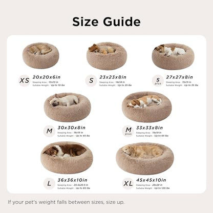 Bedsure Calming Cat Beds Donut Round Washable Kitten Bed,20 inches Black | Fluffy Faux Fur Cuddler,Anti-Slip Bottom,Anti-Anxiety,Deep Sleeping for Cats&Small Pets Up to 15 Lbs - color: Black, size: 20"L x 20"W x 6"Th