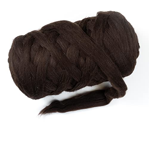 Natural Wool Bulky Chunky Yarn roving, 8 lb. Best fot Hand Made Spinning, arm Knitting, Felting,Giant Blankets, Tapestry, Bedding un-Dyed. (Dark Brown Chocolate, 8 lb) - color: Dark Chocolate, size: 8 lb