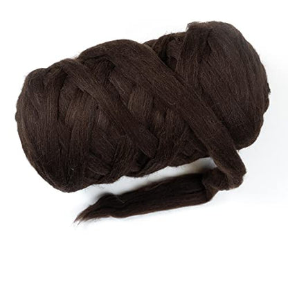 Natural Wool Bulky Chunky Yarn roving, 8 lb. Best fot Hand Made Spinning, arm Knitting, Felting,Giant Blankets, Tapestry, Bedding un-Dyed. (Dark Brown Chocolate, 8 lb) - color: Dark Chocolate, size: 8 lb