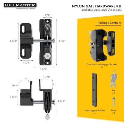 Self Closing Gate Hinges and Key Lockable 2 Sided Gate Latch Gate Hardware Kit,Two Sided Self Locking Gate Latch and No Rust Pool Gate Hinges for Outdoor Metal/Vinyl Fence,Locking Gate Door Lock Latch
