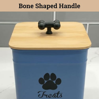 Dog Treat Container Airtight, 6"W x 8"H, Powder Coated, 12 Cup Capacity - color: Blue
