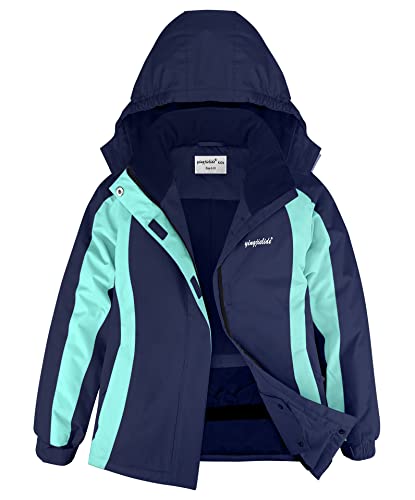 YINGJIELIDE Boy's Waterproof Ski Jacket,Kids Outdoor Snowboarding windproof Jacket,Fleece Lined Hooded,Warm Winter Snow Coat - color: Navy, size: 5-6 Years