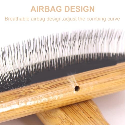2PCS Dog & Cat brush, Pet Slicker Brush with Bamboo Handle for Large Medium & Short Hair Elegant Grooming Comb for Removing Shedding, Tangles and Dirt