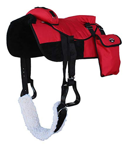 Horse Western Bareback Saddle Pad Trail w/ Pockets Girth Stirrups 39205 - color: Red