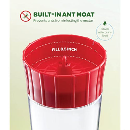 Glass Hummingbird Feeder 10oz [Set of 2] Ant Guard & Wide Mouth Leakproof - size: 10 oz - 2 Pack