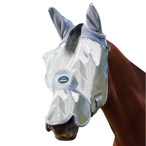 WeatherBeeta ComFiTec Hexi Shield Fly Mask with Ears & Nose, Silver, Small - size: S