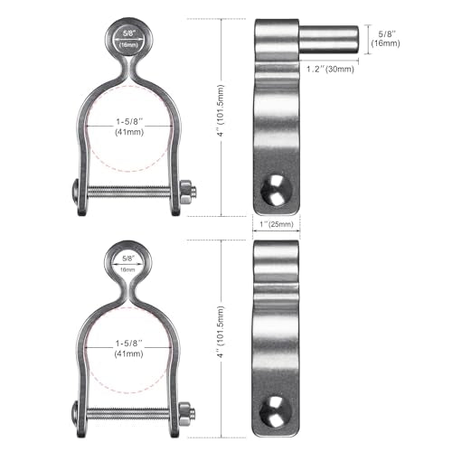 Insaga 2 Pack 1-5/8'' x 1-5/8'' Chain Link Fence Gate Post Hinge, 304 Stainless Steel Heavy Duty Gate Hinges Includes Female Gate Hinge (2pcs), Male Gate Hinge (2pcs), 1-5/8'' Chain Link Fence Parts - color: Lightweight, size: 1-5/8''-2Pack