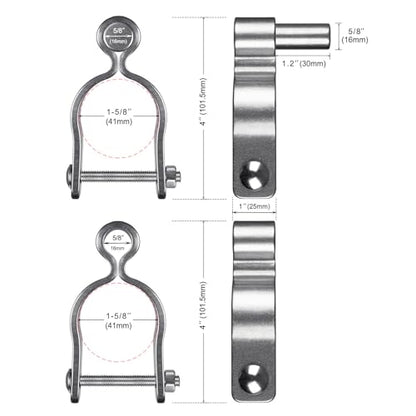 Insaga 2 Pack 1-5/8'' x 1-5/8'' Chain Link Fence Gate Post Hinge, 304 Stainless Steel Heavy Duty Gate Hinges Includes Female Gate Hinge (2pcs), Male Gate Hinge (2pcs), 1-5/8'' Chain Link Fence Parts - color: Lightweight, size: 1-5/8''-2Pack