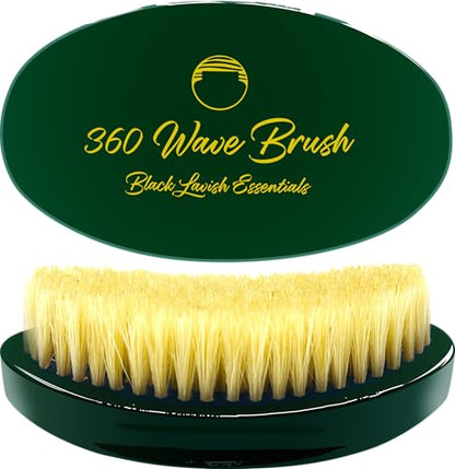 360 Wave Brush, Build Deeper Waves, Soft & Hard Boar Bristle Curved Brush, Black Lavish Essentials Signature (Soft, Emerald Green) - color: Emerald Green, size: Soft Brush