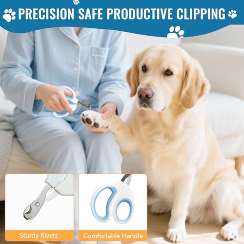 Pjordo 8 in-1 Dog Grooming Kit - Supplies for Short and Long Hair Dogs & Cats, Dog Brushes for Grooming, Dematting Comb for Pet, Bath Brush, Flea Comb, Pet Donditioner, Set in Blue