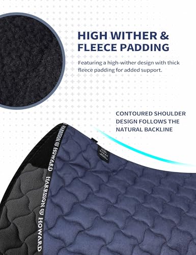 Harrison Howard Far Infrared Saddle Pad with Ceramic-Infused Heat Reflection Western Saddle Pad for Daily Riding Training - color: Navy