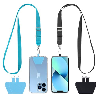 CACOE Phone Lanyard, Black+Light Blue, 2 Pcs - color: Black+light Blue, size: 21.65"