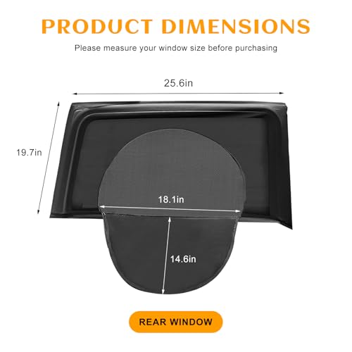 2 PCS Car Window Shades, Breathable Auto Rear Side Window Cover Mesh Sun Screen with Zipper, Universal Stretchy Vehicle Side Windows Sun Shades for Privacy Protection - color: Rear Window
