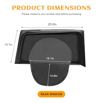 2 PCS Car Window Shades, Breathable Auto Rear Side Window Cover Mesh Sun Screen with Zipper, Universal Stretchy Vehicle Side Windows Sun Shades for Privacy Protection - color: Rear Window