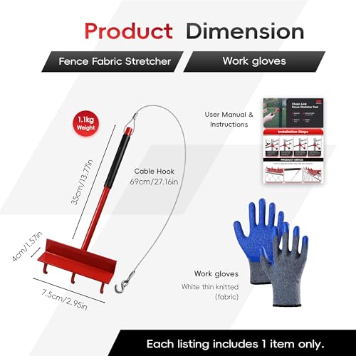 Fence Stretcher Tool, Heavy Duty Chain Link & Barbed Wire Fence Stretcher Tool & Top Rail Puller for Farm, Ranch, Garden & Yard Fence Installation or Repair Projects