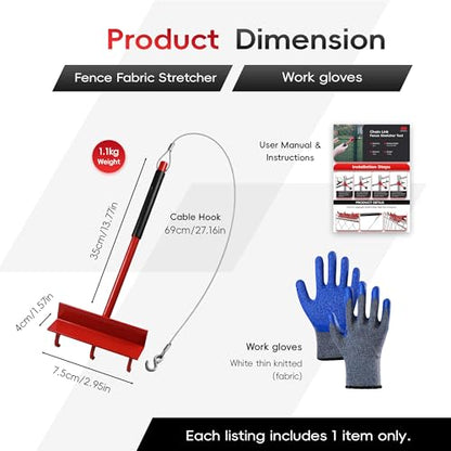 Fence Stretcher Tool, Heavy Duty Chain Link & Barbed Wire Fence Stretcher Tool & Top Rail Puller for Farm, Ranch, Garden & Yard Fence Installation or Repair Projects
