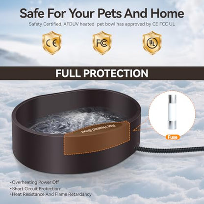 Heated Water Bowl for Dogs Cats Outdoor, 3.7L Thermostatic Heated Pet Bowl for Outside Dog Cat Chickens Duck Birds Waterer in Winter, Automatic Heated Dog Bowl Outdoor with Anti Chew Cord