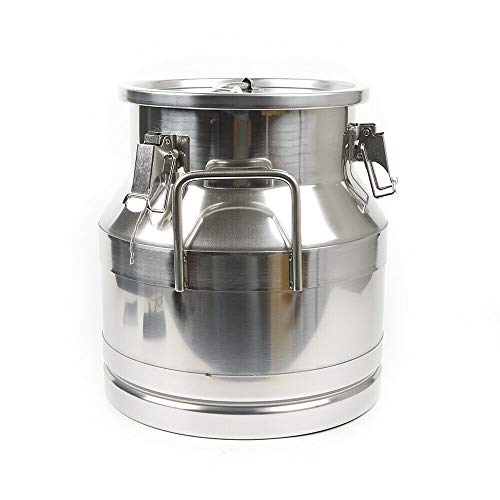 Milk Can Food Grade Stainless Steel Milk Transport Can Milk Bucket Wine Pail Bucket Milk Can Tote Jug with Sealed Lid for Milk Wine Liquid Storage Container (5 Gallon / 20 Liters) - color: 5 Gallon / 20 Liters
