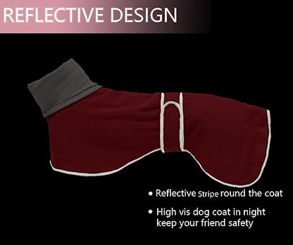 Greyhounds Lurchers Whippets Dog Coats with Reflective Stripe Dog Winter Coat Jacket Fleece Adjustable Band - Red - S - color: Red, size: Small (Length: 20"-21.5")