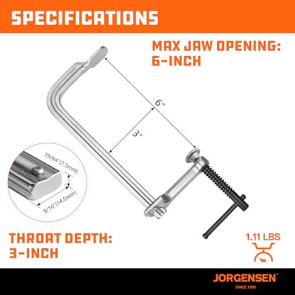 Jorgensen Bar Clamps, 6-Inch Light-duty Drop Forged Steel Bar Clamps for Woodworking and Welding, 2 Pack - size: 6 Inch