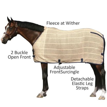 Dura-Tech Irish Knit Anti-Sweat Stable Horse Sheet | Cotton Material | Anti-Rub Front Lining Horse Sheets | Adjustable Fit Horse Blankets & Sheets | Cushioning at Wither - size: Horse Size 74