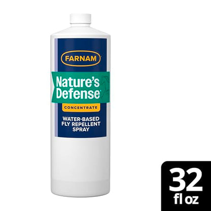 Farnam Nature’s Defense Concentrate, Botanical Fly Repellent Spray, 32 oz | Makes 5 Quarts,Water-Based,Repels horn flies, stable flies, house flies, horse flies, deer flies, mosquitoes and gnats
