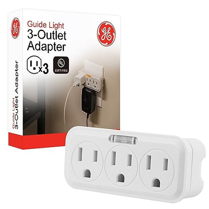 GE Outlet Extender, Guide Light, 3 Outlet Multi Plug Wall Power Splitter - size: 1 Pack