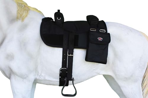 Horse Western Bareback Saddle Pad Trail w/ Pockets Girth Stirrups 39205 - color: Black