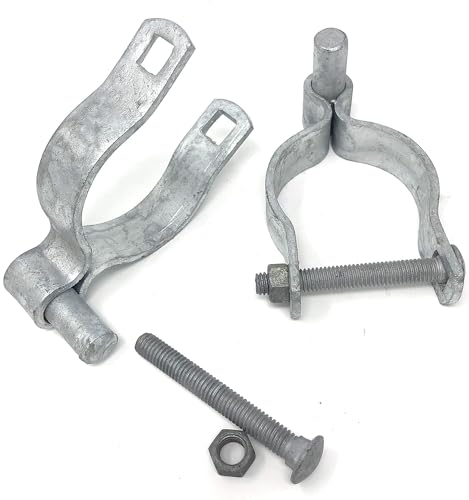 Chain Link Gate Post Hinge - Heavy Duty Pressed Steel - Includes Carriage Bolts & Nuts (Galvanized Steel, 1-3/8") - color: Galvanized Steel, size: 1-3/8"