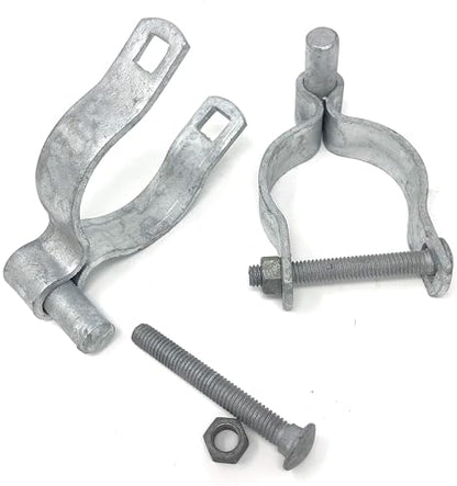Chain Link Gate Post Hinge - Heavy Duty Pressed Steel - Includes Carriage Bolts & Nuts (Galvanized Steel, 2-3/8") - color: Galvanized Steel, size: 2-3/8"