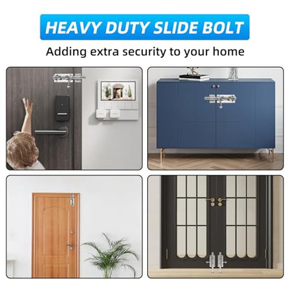 Barrel Bolt Latch, 6.3" Heavy Duty Gate Latch Slide Lock Solid 304 Stainless Steel Bolt Lock for Inside Door, Finished Shed Door Latch (2 Pack, Silver) - color: Silver 6inch
