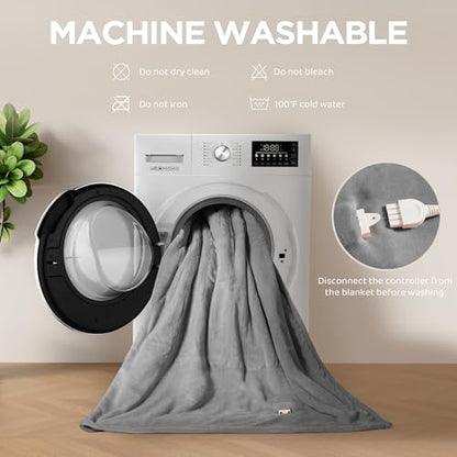 Templewet Heated Blanket Throw 50" x 60",Soft Electric Blanket,Gray | Timer Settings,Auto Off,Soft Sherpa Heated Throw Blanket,Machine Washable,Fast Heating for Sofa Bed Office Use,Gifts for Mom - color: Dark Gray