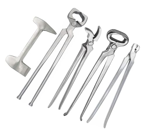 Farrier Horse Hoof Care Tool Kit – Professional Hoof Nippers, Nail Puller, Hoof Clincher, Buffer & Shoe Puller – Heavy Duty Equine Trimming & Shoeing Tools for Horses